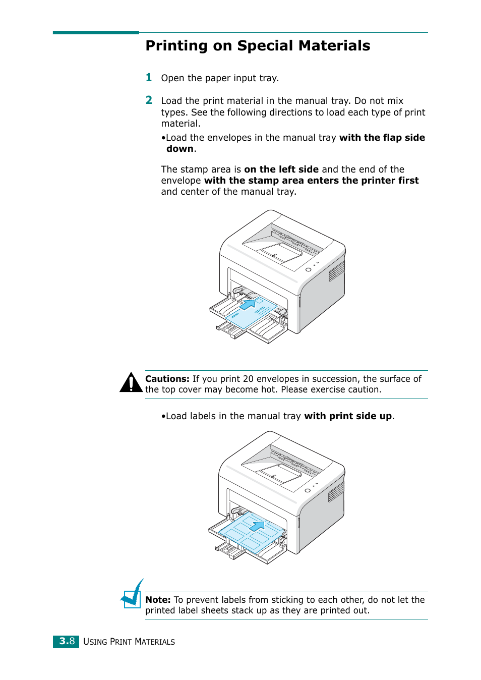 Printing on special materials | Samsung ML-2010 Series User Manual | Page 41 / 118