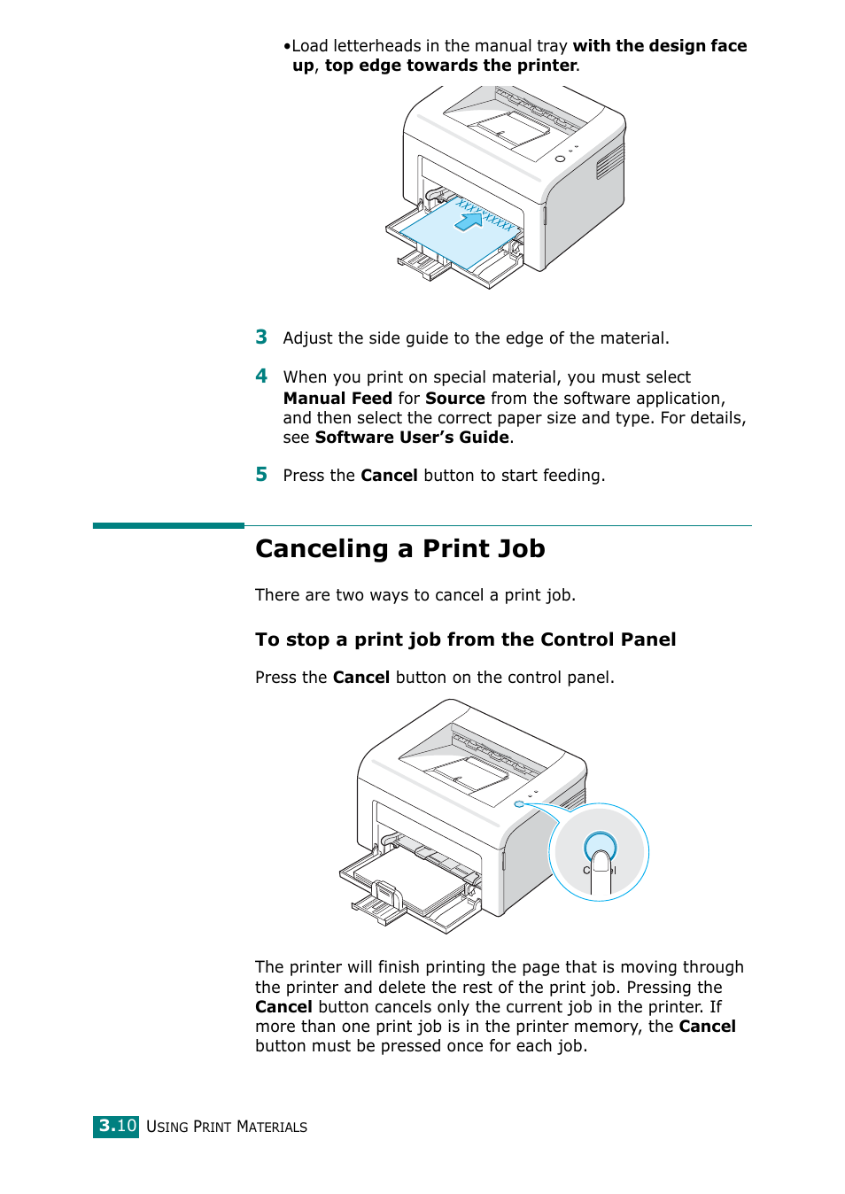 Canceling a print job | Samsung ML-2010 Series User Manual | Page 43 / 118