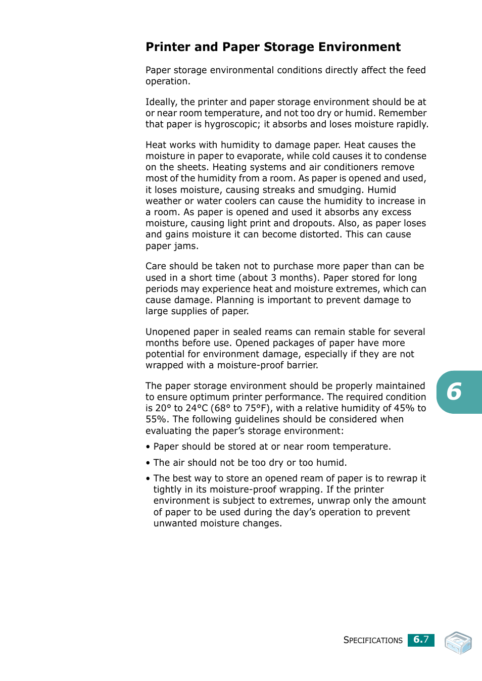 Printer and paper storage environment | Samsung ML-2010 Series User Manual | Page 82 / 118