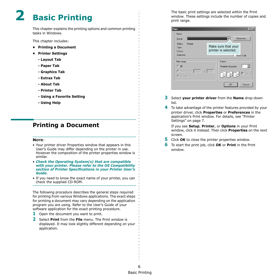 2 basic printing, Printing a document, Chapter 2 | Asic, Rinting, Basic printing | Samsung ML-2010 Series User Manual | Page 91 / 118