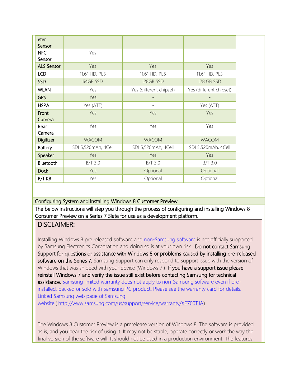 Disclaimer | Samsung 700T User Manual | Page 2 / 7