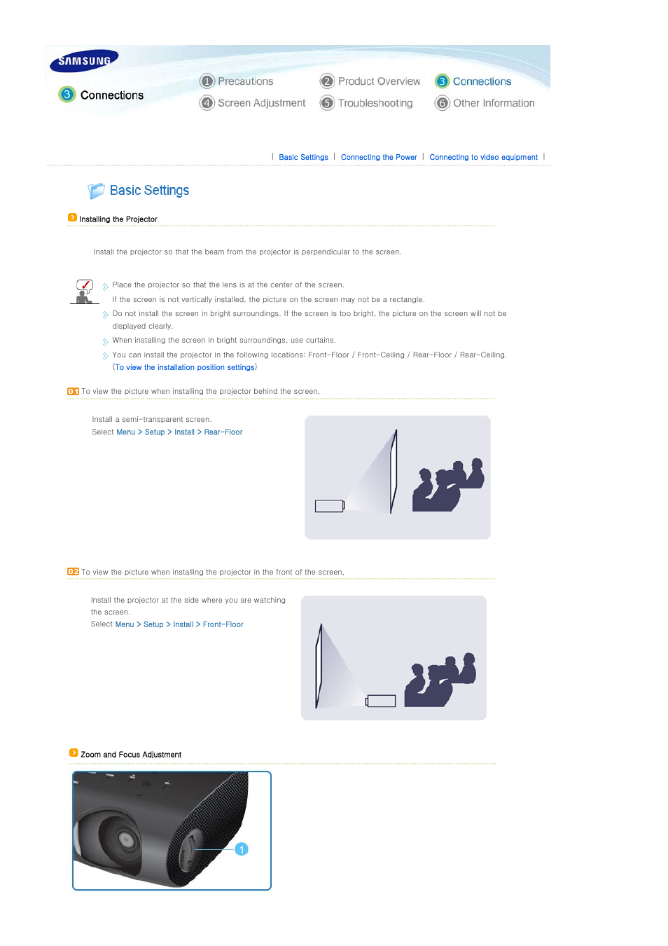 Connections, Basic settings | Samsung BP59-00092G-03 User Manual | Page 15 / 36