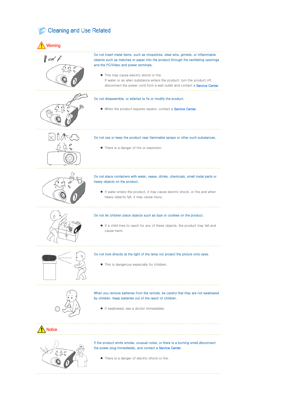 Cleaning and use related | Samsung BP59-00092G-03 User Manual | Page 5 / 36