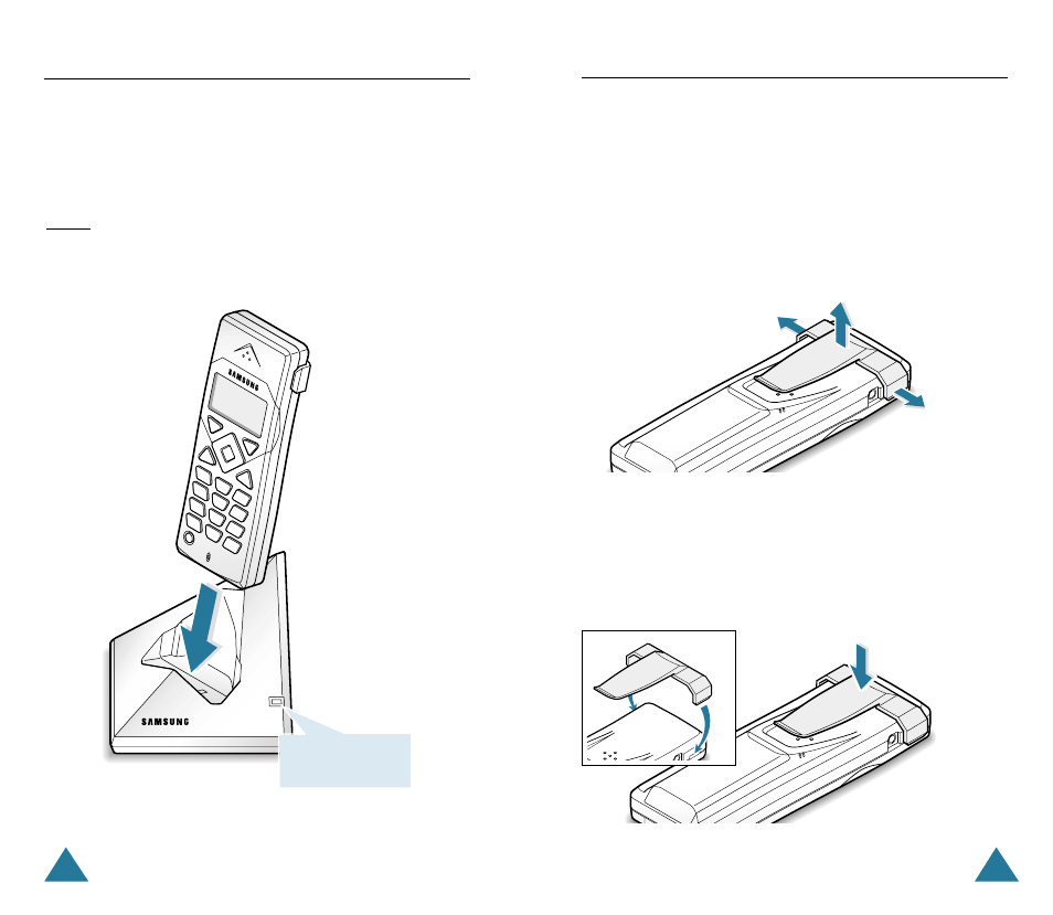 Charging the handset, Using the handset carrying clip | Samsung DECT-8000 User Manual | Page 7 / 30
