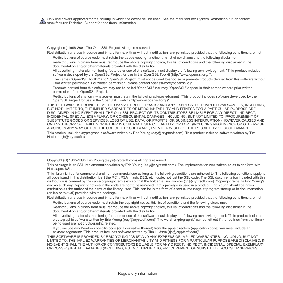 Openssl license, Original ssleay license | Samsung CLP-320 User Manual | Page 16 / 103