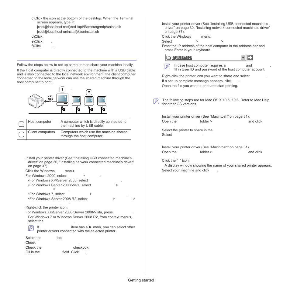 Sharing your machine locally, Windows, Macintosh | Samsung CLP-320 User Manual | Page 33 / 103