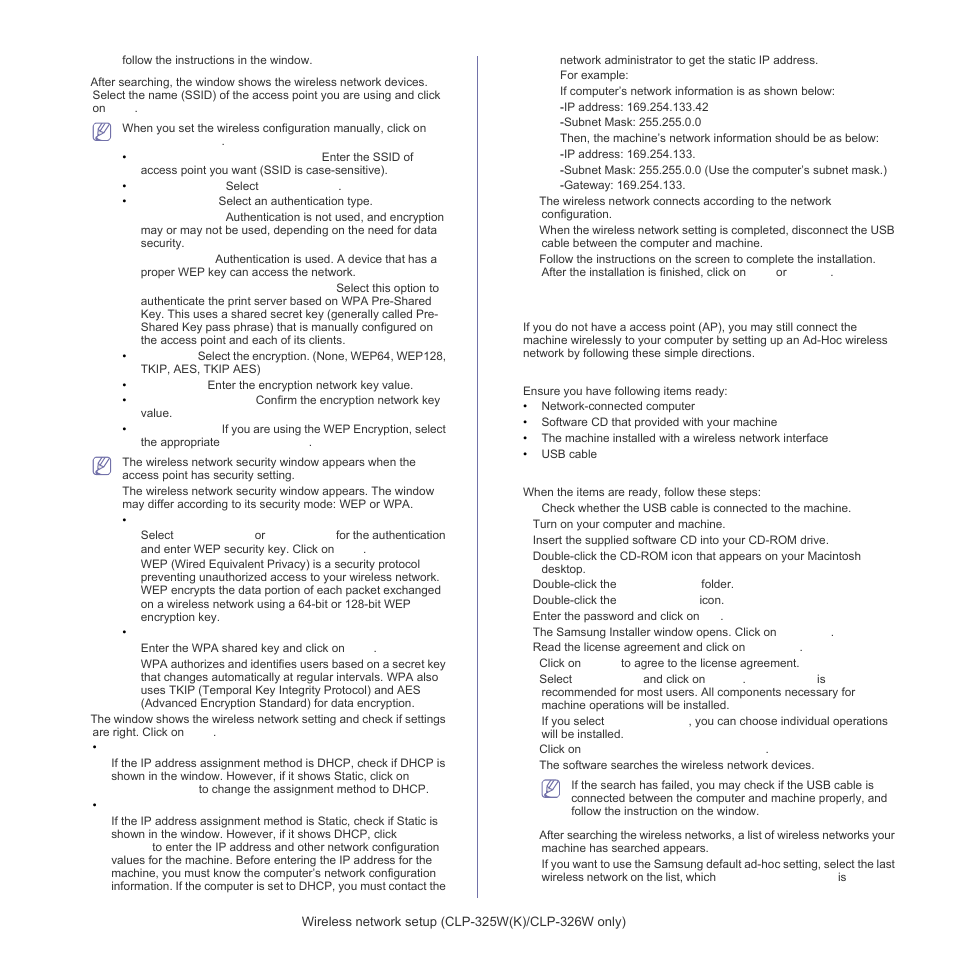 See "installing the machine on an ad-hoc | Samsung CLP-320 User Manual | Page 45 / 103