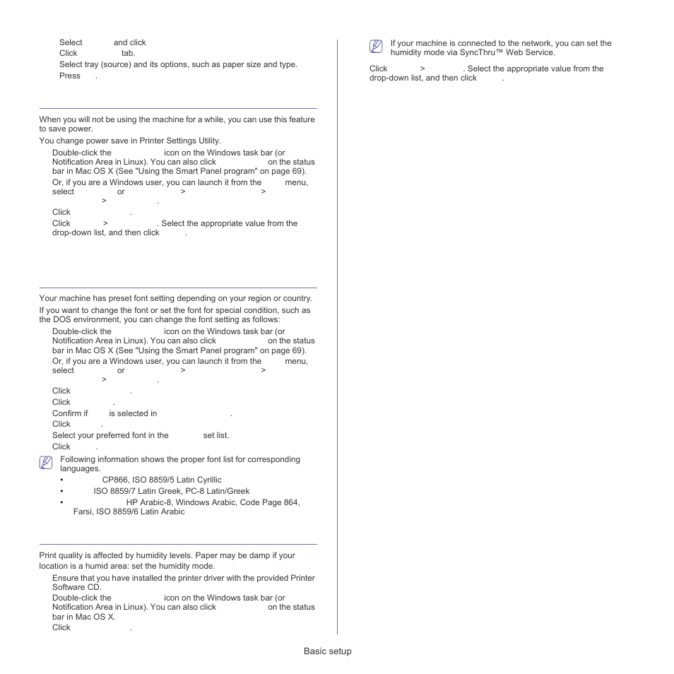 Using the power saving feature, Setting the humidity mode, 326w only) | Clp-326w only) | Samsung CLP-320 User Manual | Page 51 / 103