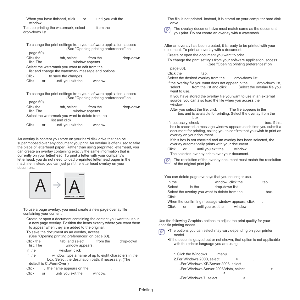 Using overlay, Graphics tab options | Samsung CLP-320 User Manual | Page 63 / 103