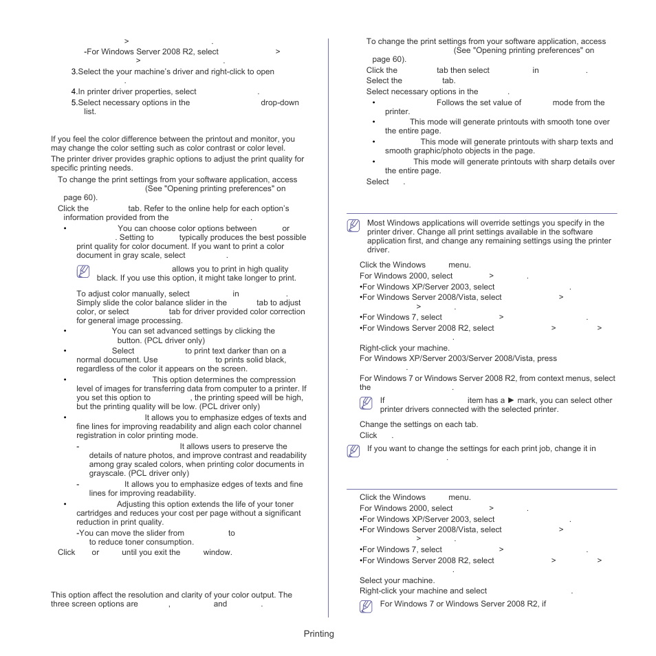 Changing the default print settings, Setting your machine as a default machine | Samsung CLP-320 User Manual | Page 64 / 103