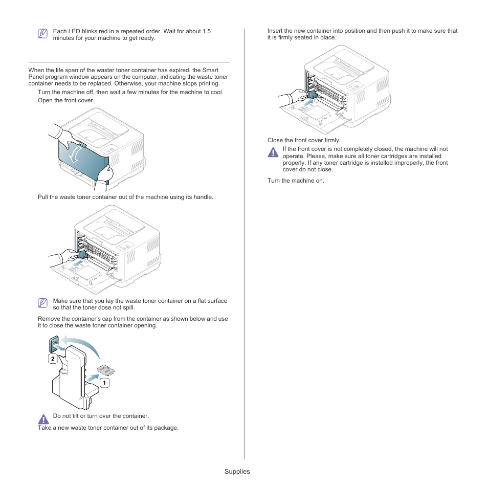 Replacing the waste toner container | Samsung CLP-320 User Manual | Page 89 / 103