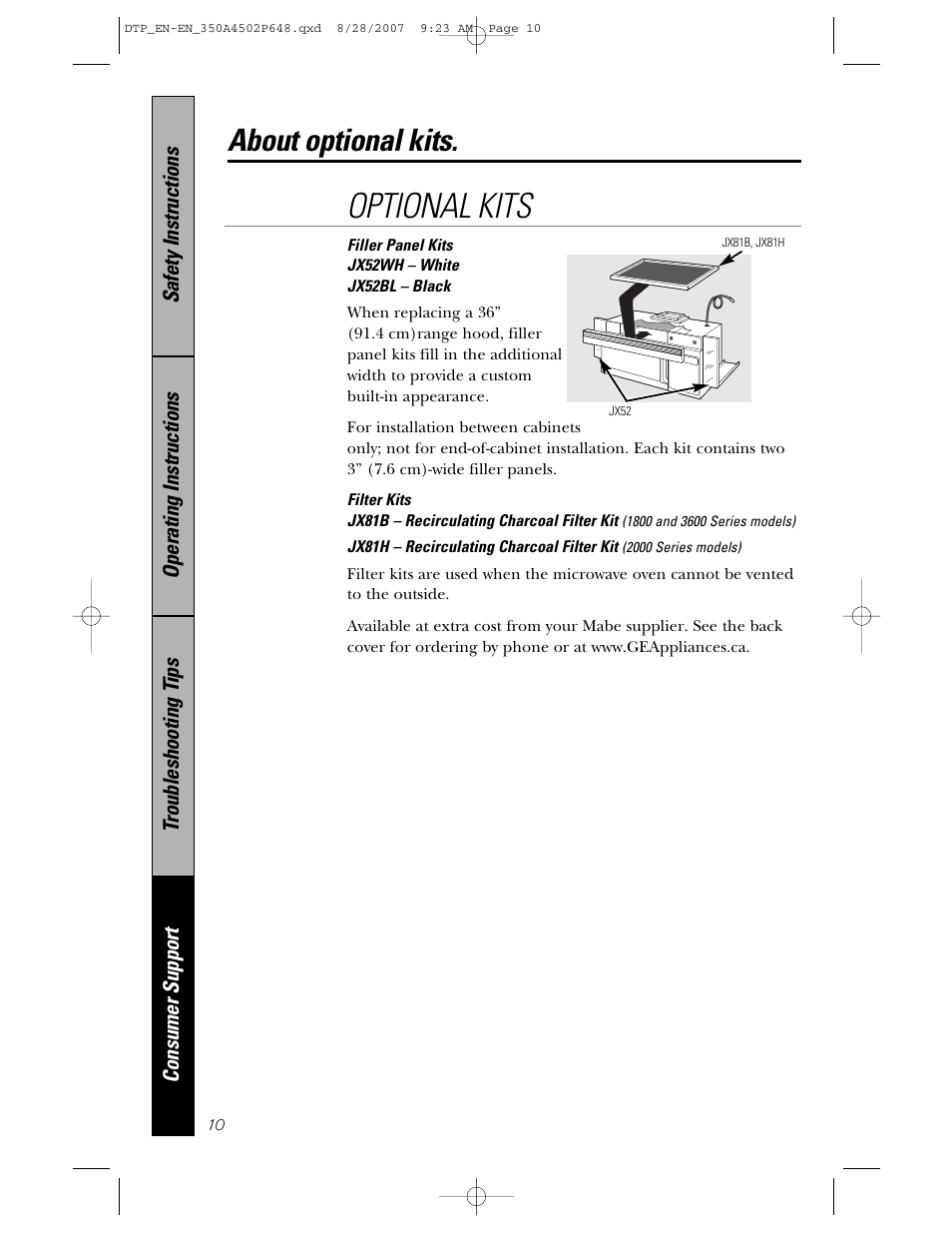 About optional kits, Optional kits | Samsung Spacemaker PVM1870 User Manual | Page 10 / 44