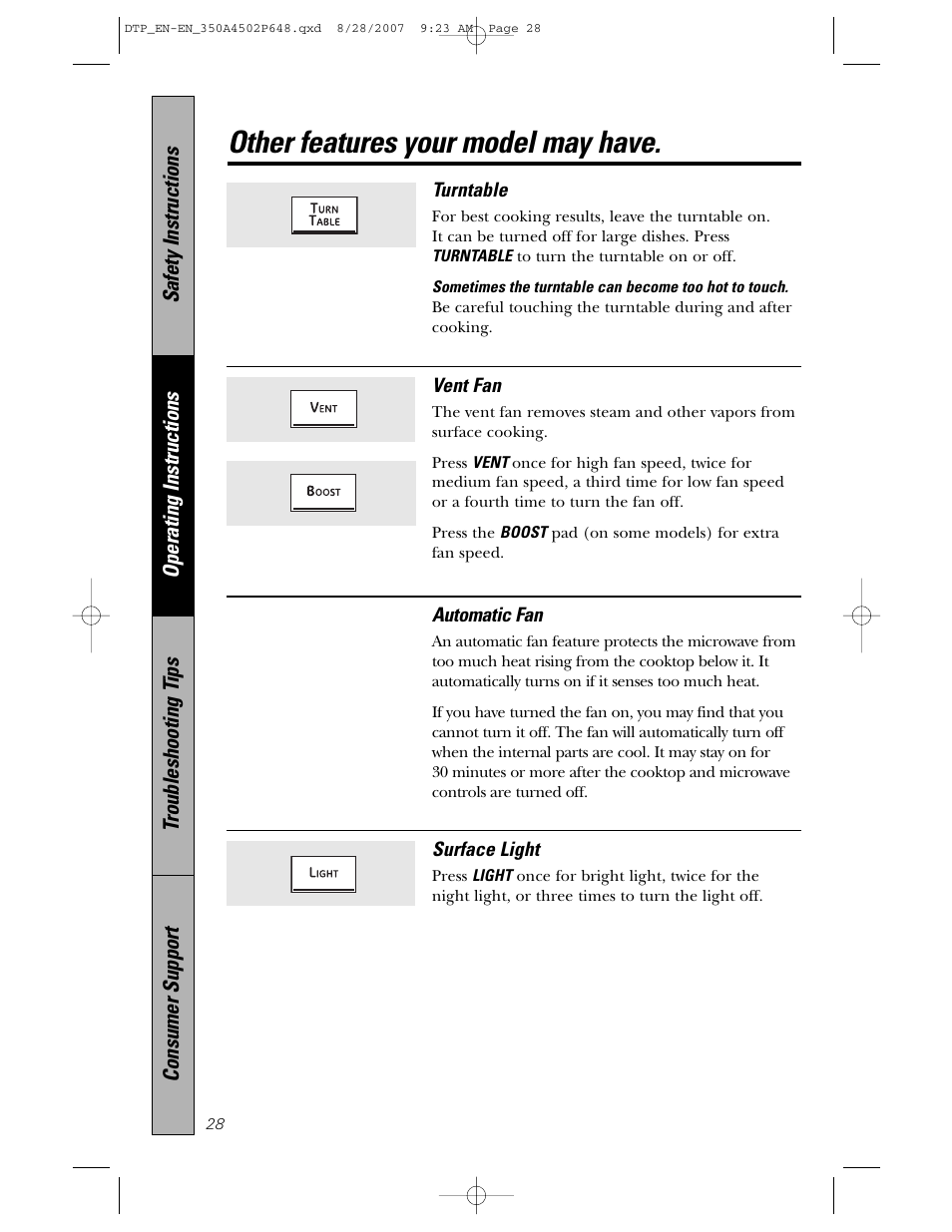 Other features your model may have | Samsung Spacemaker PVM1870 User Manual | Page 28 / 44