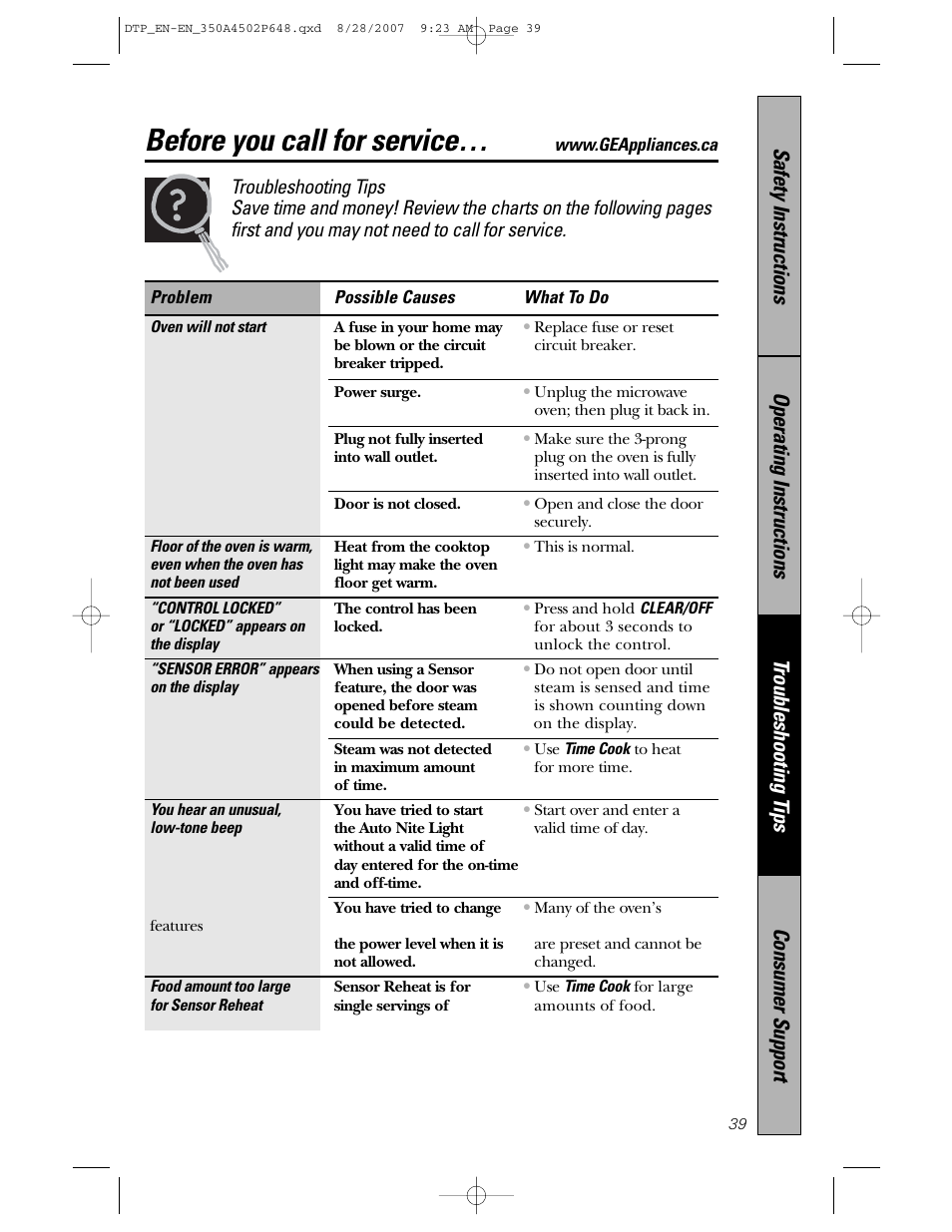 Before you call for service | Samsung Spacemaker PVM1870 User Manual | Page 39 / 44