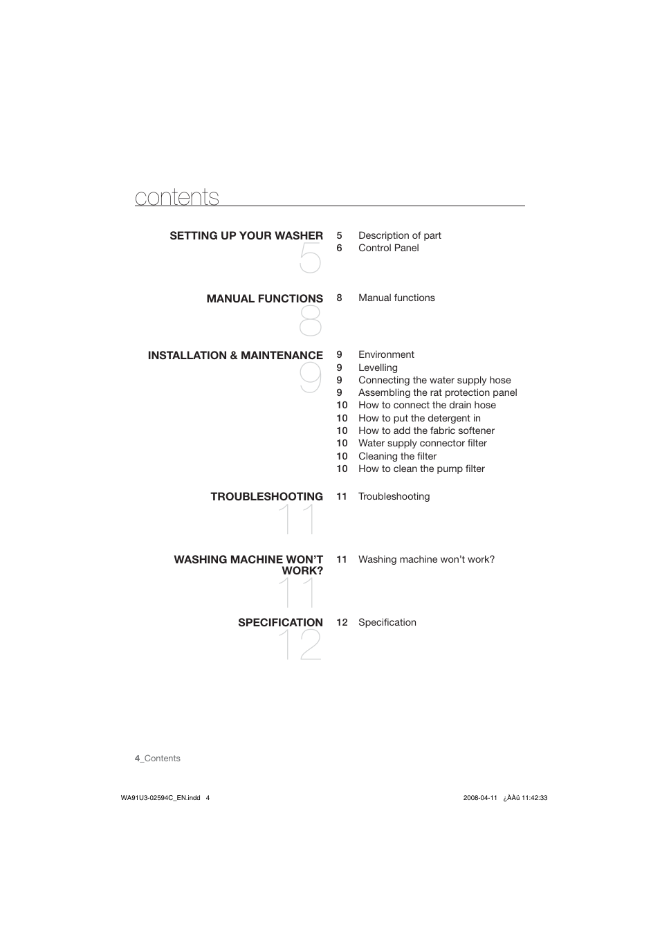 Samsung WA80V3 User Manual | Page 4 / 12
