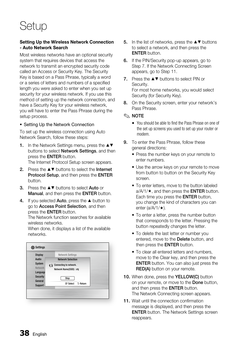 Setup | Samsung BD-C5500 User Manual | Page 38 / 67
