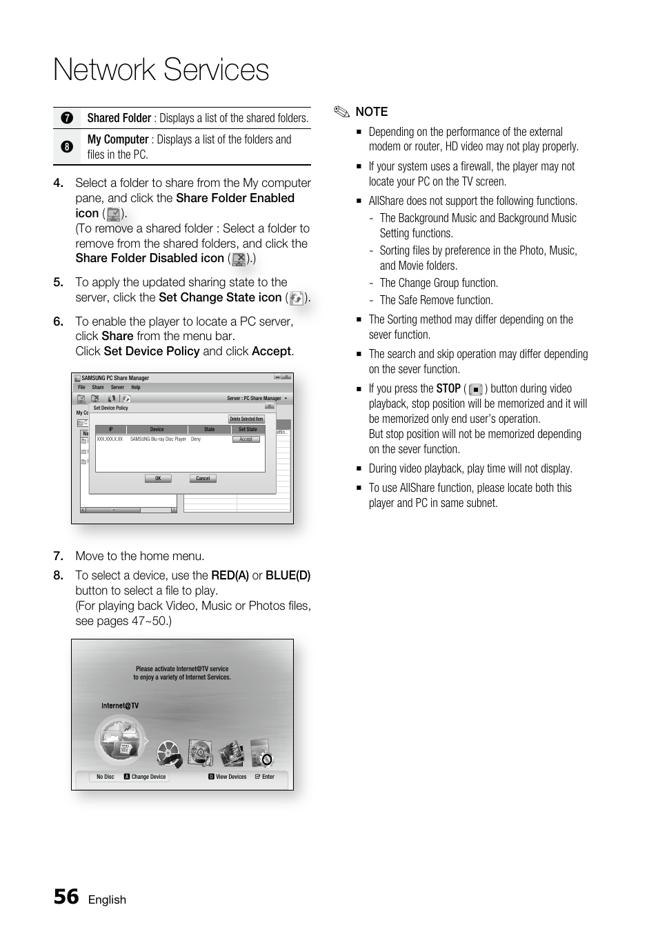 Network services | Samsung BD-C5500 User Manual | Page 56 / 67