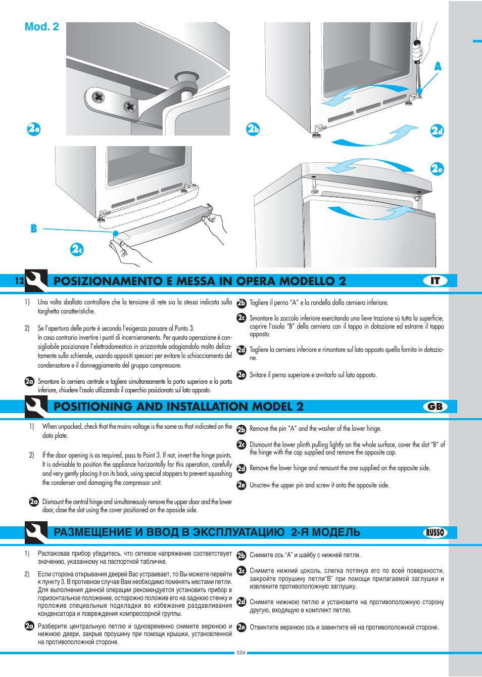 Mod. 2 a 2 | Ardo DP23SA User Manual | Page 12 / 40