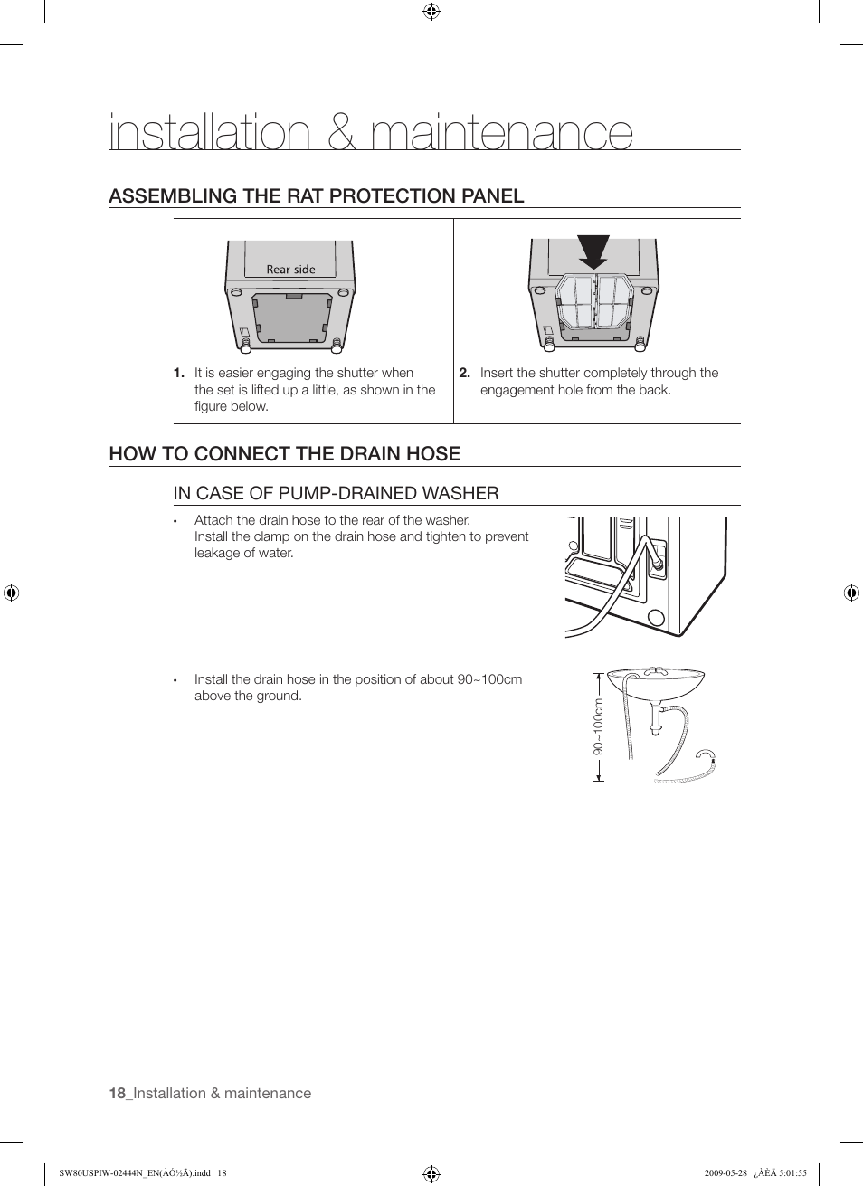 Installation & maintenance | Samsung SW80USP User Manual | Page 18 / 24
