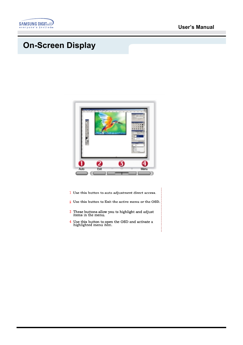 On-screen display | Samsung 192B User Manual | Page 29 / 55