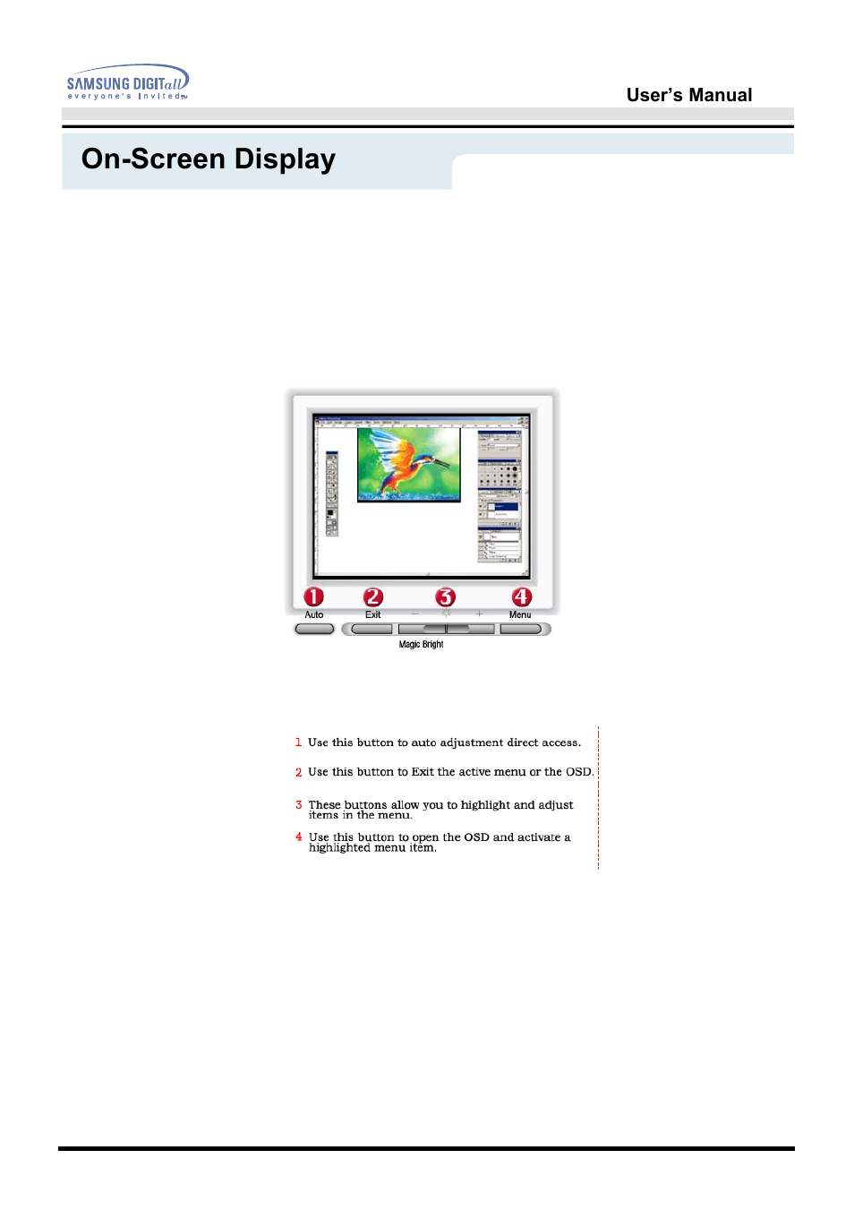 On-screen display | Samsung 192B User Manual | Page 30 / 55