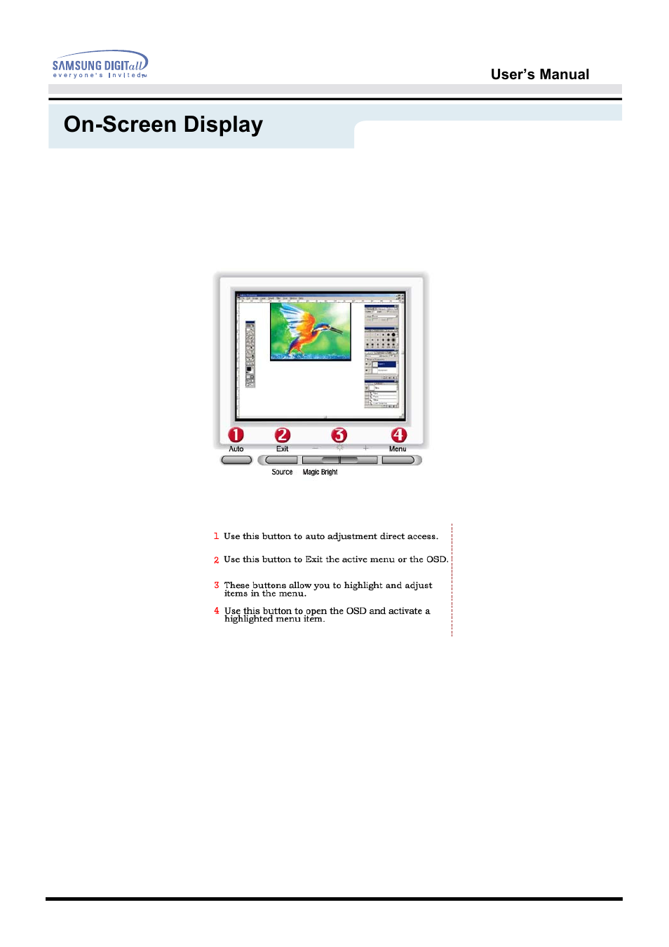 On-screen display | Samsung 192B User Manual | Page 31 / 55