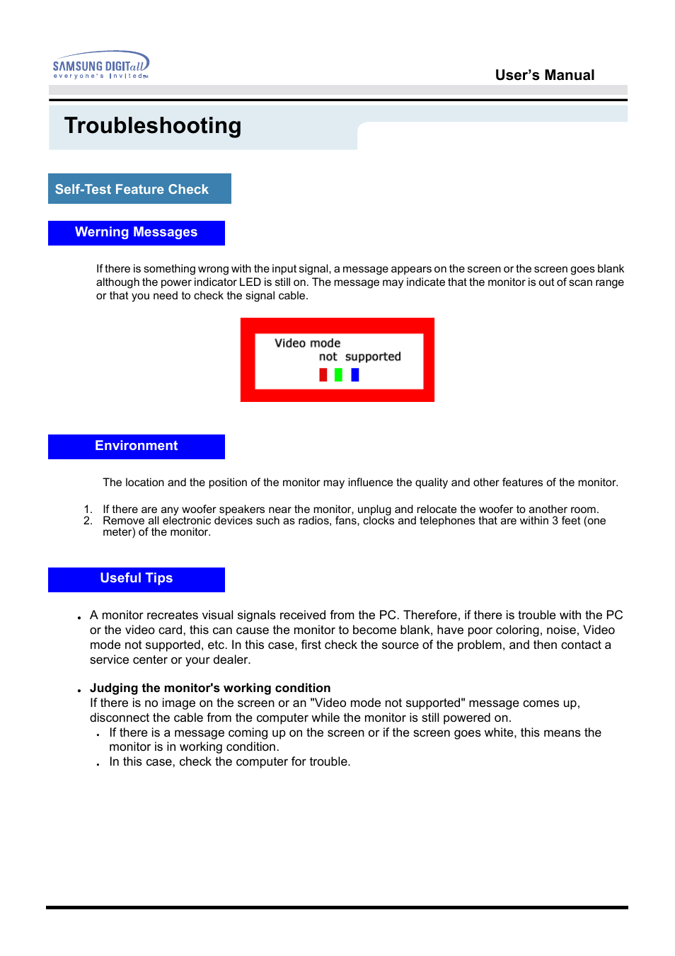 Troubleshooting | Samsung 192B User Manual | Page 37 / 55