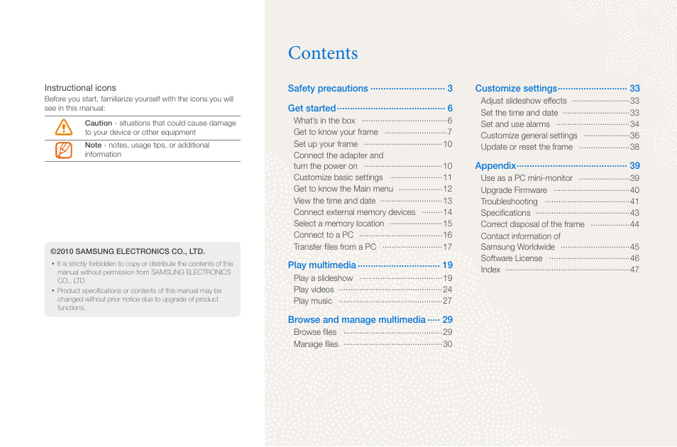 Samsung LP10WSLSB/ZA User Manual | Page 2 / 49