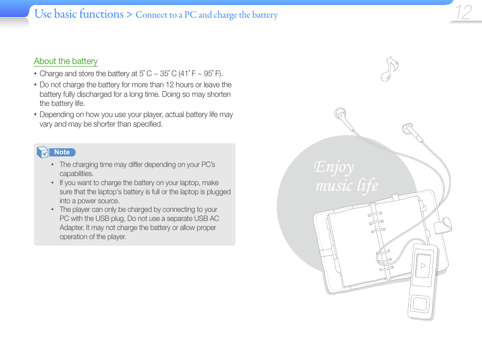Use basic functions | Samsung YP-U6 User Manual | Page 14 / 48