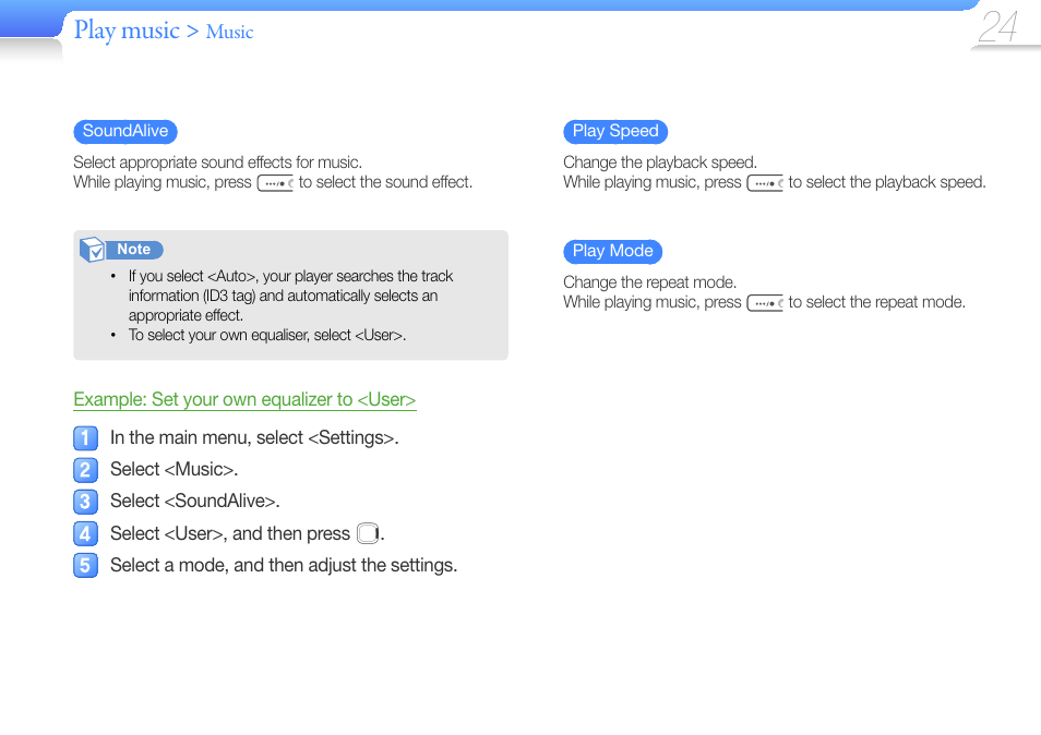 Play music | Samsung YP-U6 User Manual | Page 26 / 48