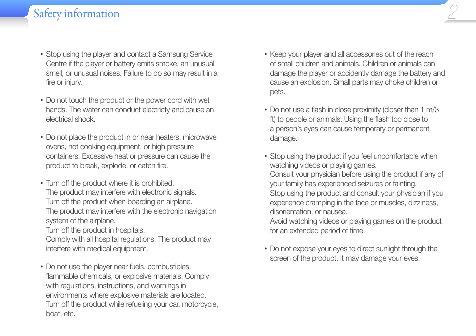 Safety information | Samsung YP-U6 User Manual | Page 4 / 48
