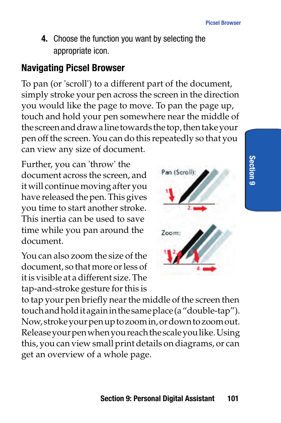 Navigating picsel browser | Samsung SCH-i730 User Manual | Page 101 / 220