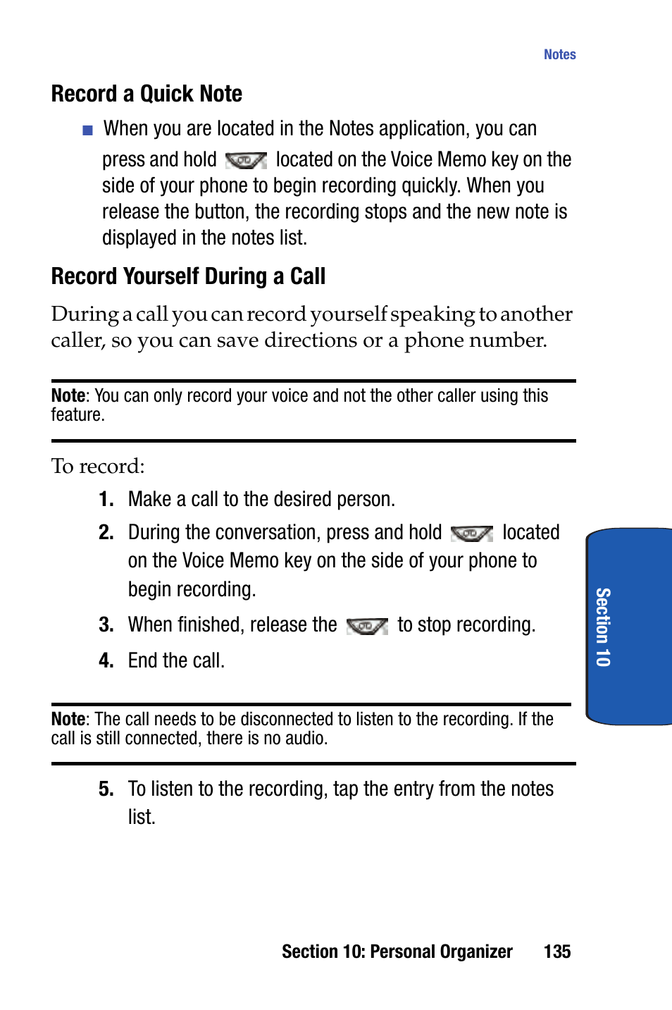 Record yourself during a call | Samsung SCH-i730 User Manual | Page 135 / 220