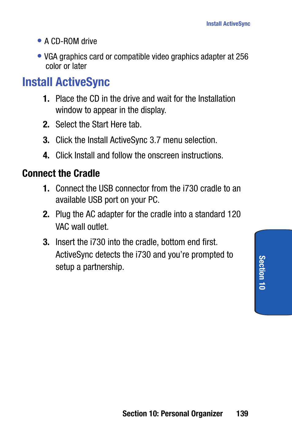 Install activesync | Samsung SCH-i730 User Manual | Page 139 / 220