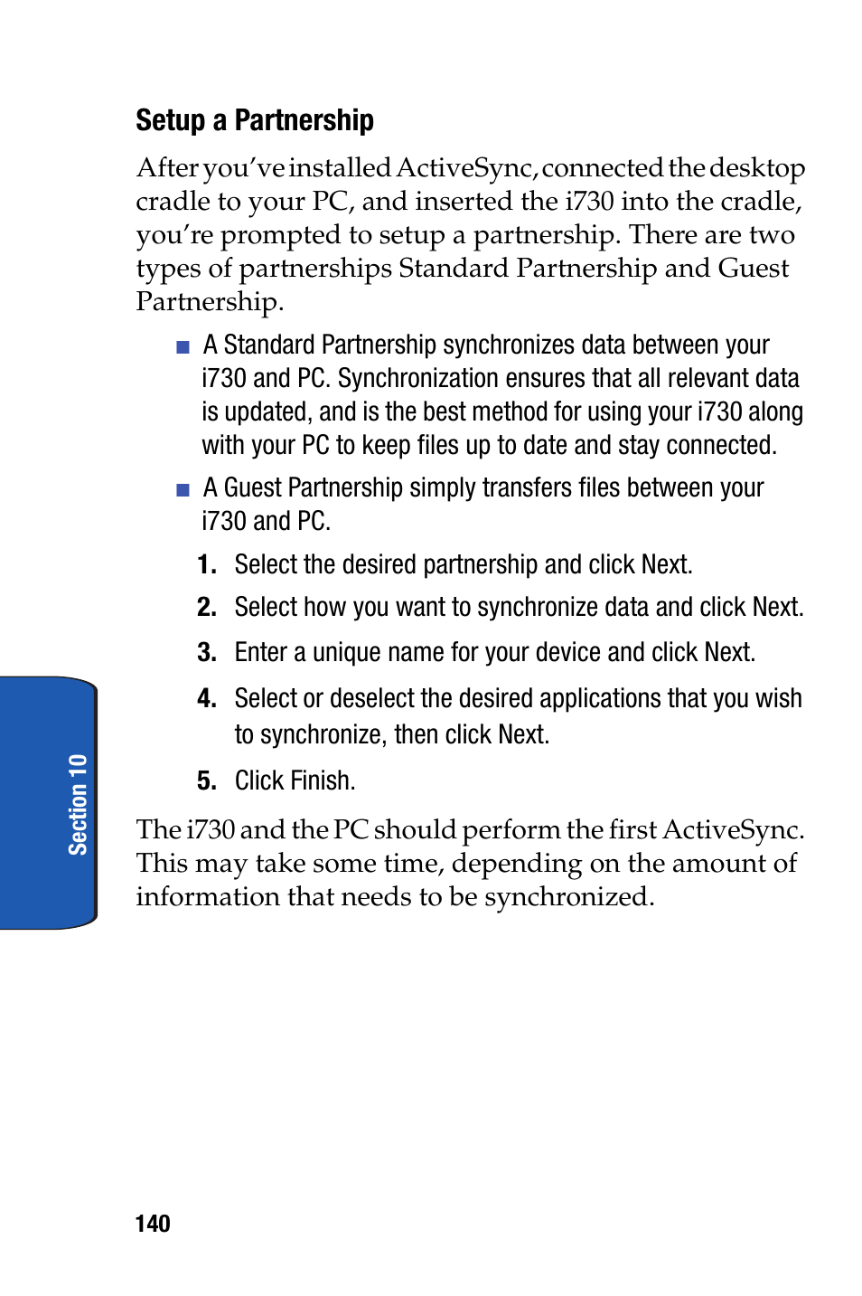 Setup a partnership | Samsung SCH-i730 User Manual | Page 140 / 220