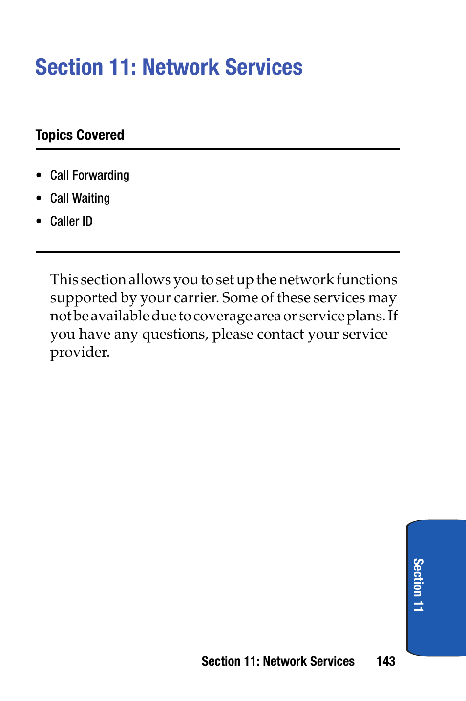 Section 11: network services | Samsung SCH-i730 User Manual | Page 143 / 220