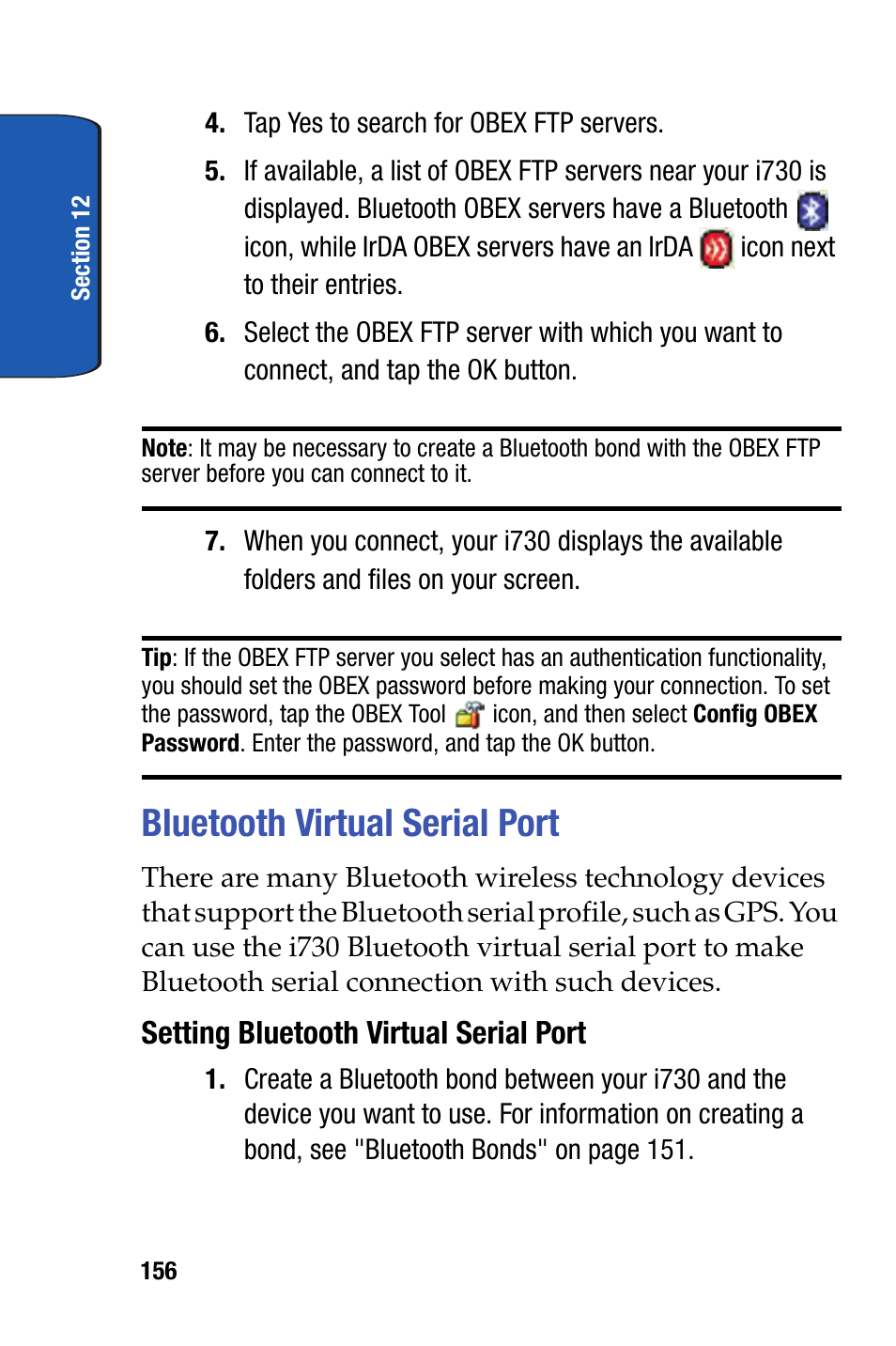 Bluetooth virtual serial port | Samsung SCH-i730 User Manual | Page 156 / 220
