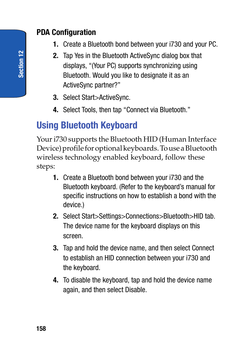 Using bluetooth keyboard | Samsung SCH-i730 User Manual | Page 158 / 220
