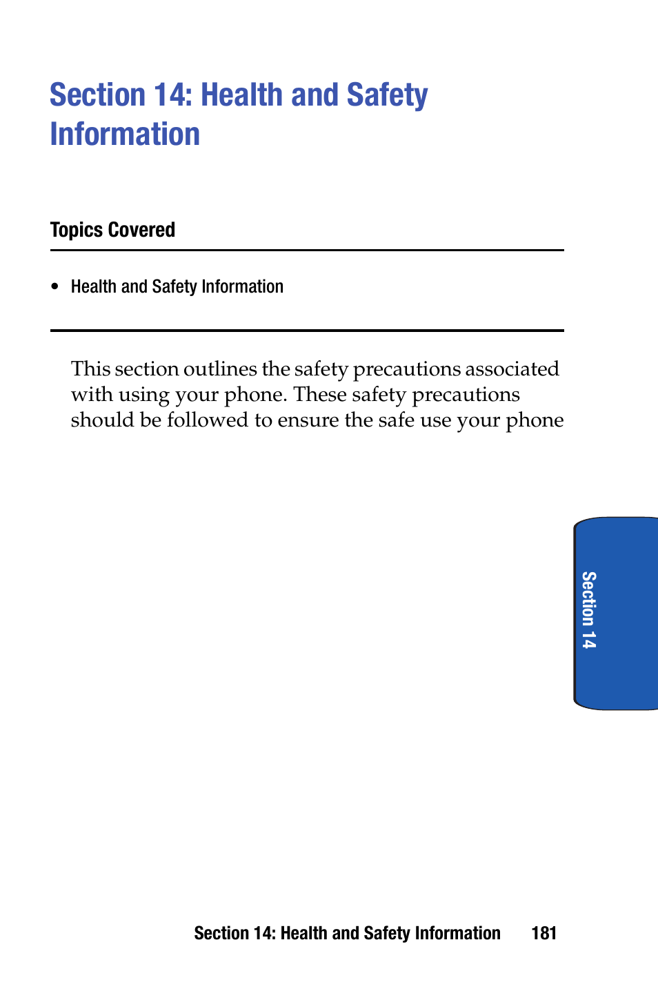 Section 14: health and safety information | Samsung SCH-i730 User Manual | Page 181 / 220