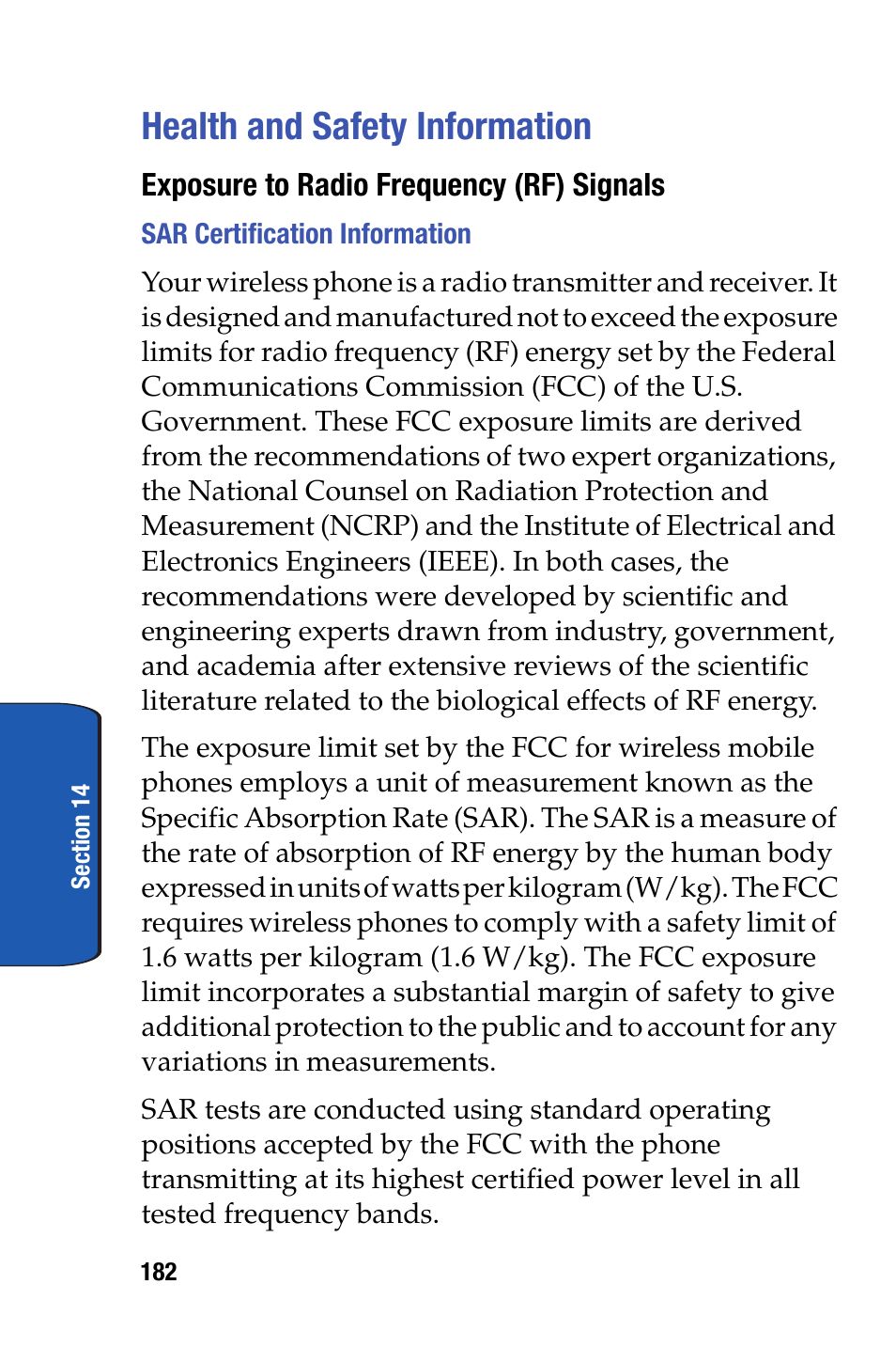 Health and safety information | Samsung SCH-i730 User Manual | Page 182 / 220