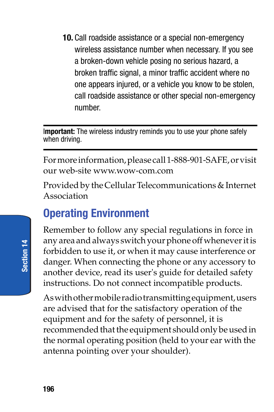 Operating environment | Samsung SCH-i730 User Manual | Page 196 / 220