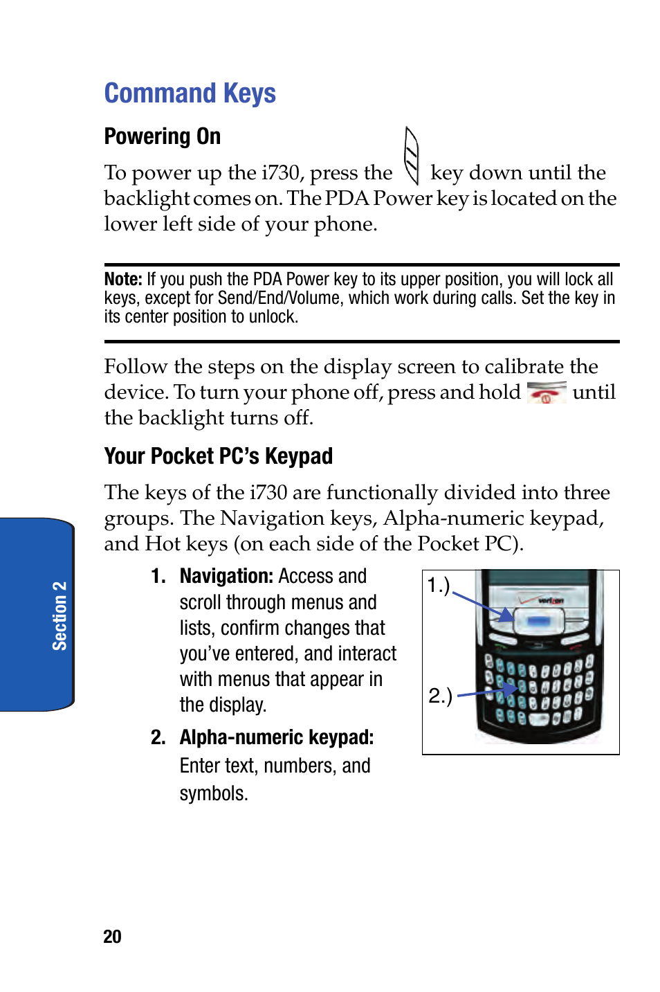 Command keys | Samsung SCH-i730 User Manual | Page 20 / 220