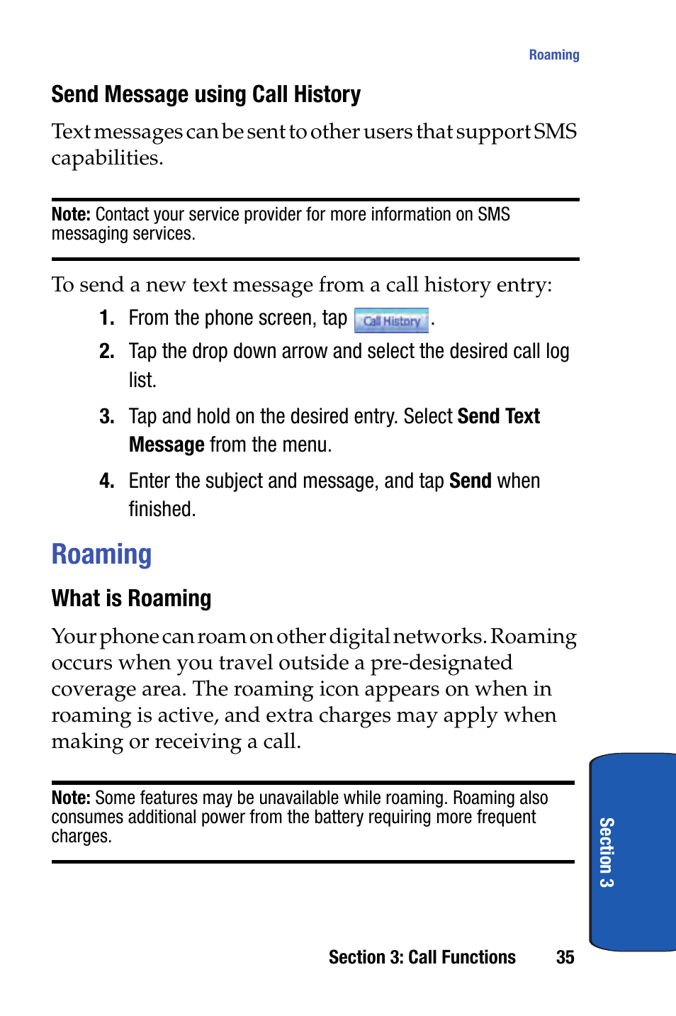 Roaming | Samsung SCH-i730 User Manual | Page 35 / 220