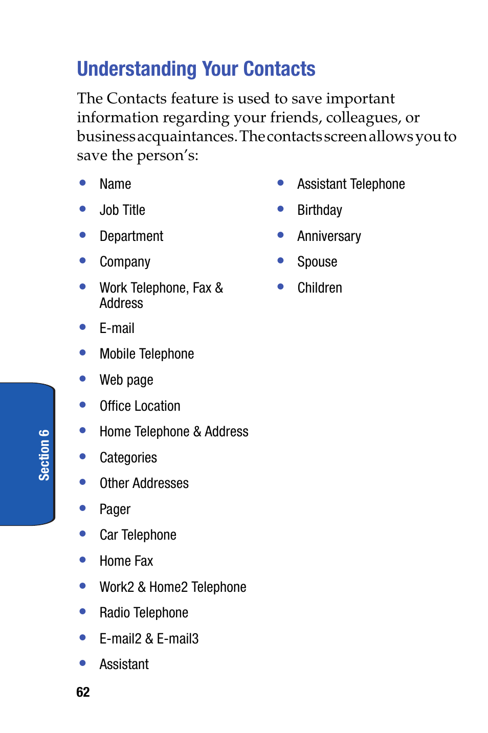 Understanding your contacts | Samsung SCH-i730 User Manual | Page 62 / 220