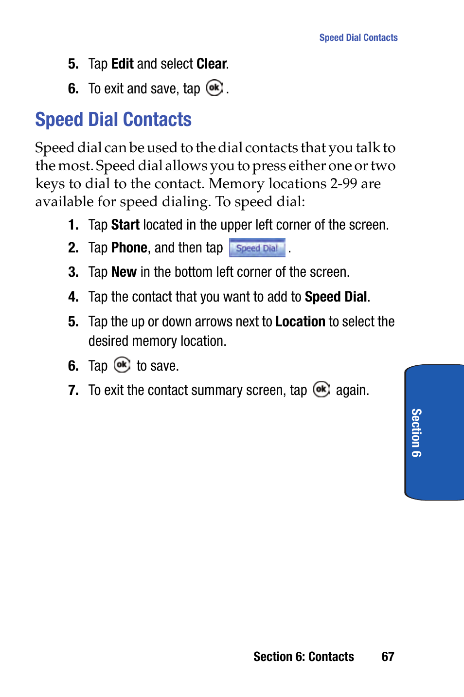 Speed dial contacts | Samsung SCH-i730 User Manual | Page 67 / 220