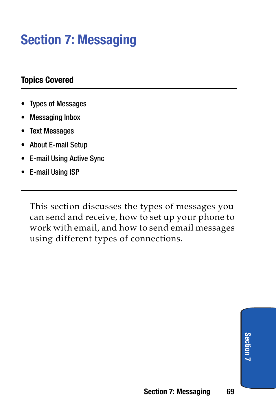 Section 7: messaging | Samsung SCH-i730 User Manual | Page 69 / 220