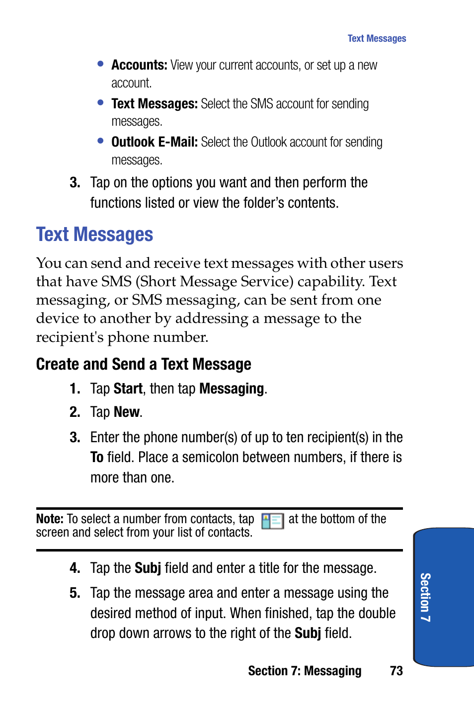 Text messages | Samsung SCH-i730 User Manual | Page 73 / 220