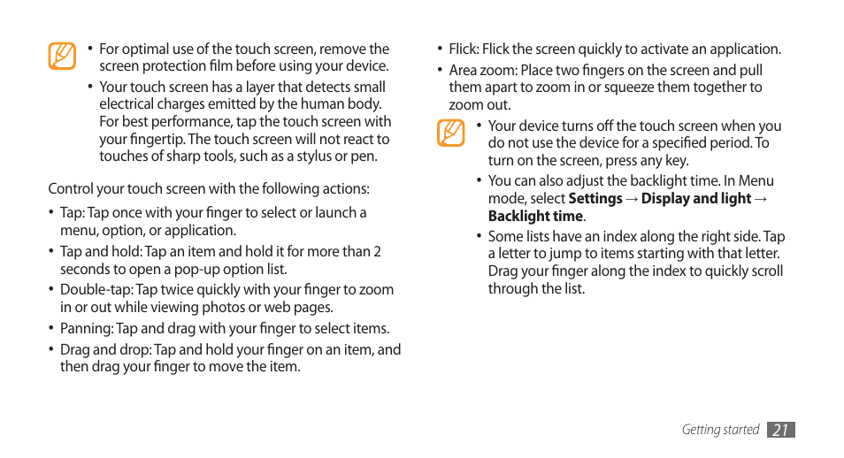 Samsung Wave GT-S8500T User Manual | Page 22 / 138