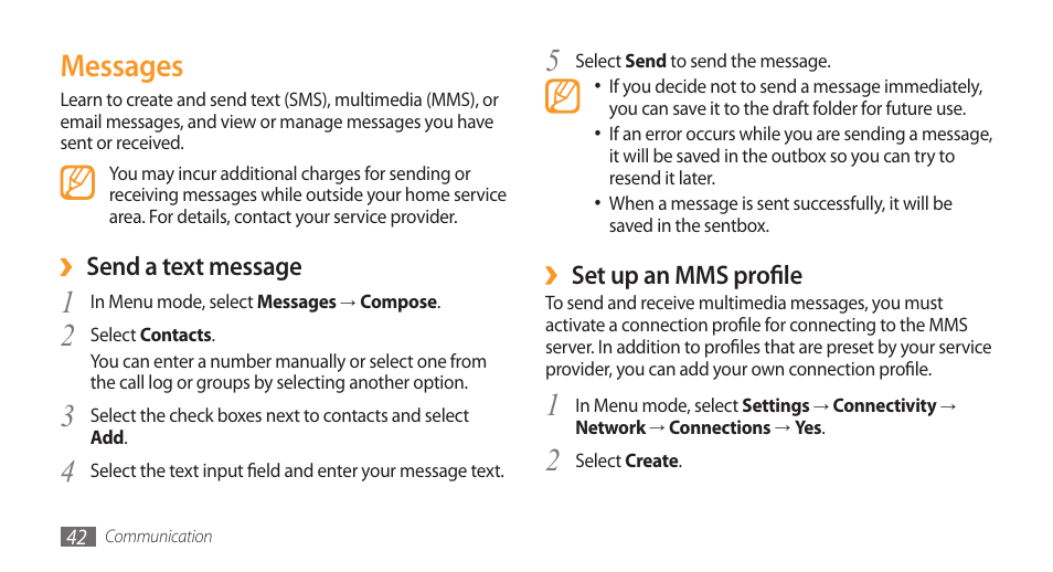 Messages | Samsung Wave GT-S8500T User Manual | Page 43 / 138