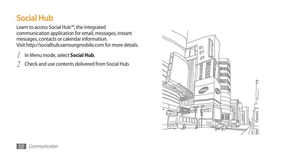 Social hub | Samsung Wave GT-S8500T User Manual | Page 51 / 138